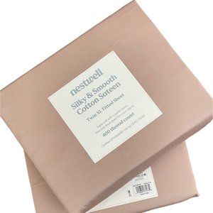 Nestwell Twin XL NWT Dusty Rose Silky and Smooth Sateen Fitted Cotton Bed Sheet
